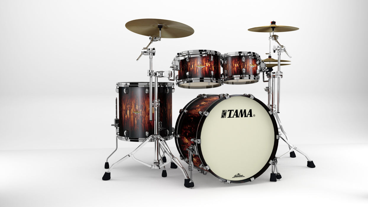 TAMA Starclassic Maple Lacquer Shell Kit 4 pcs - Molten Satin Brown Burst/Black Nickel HW