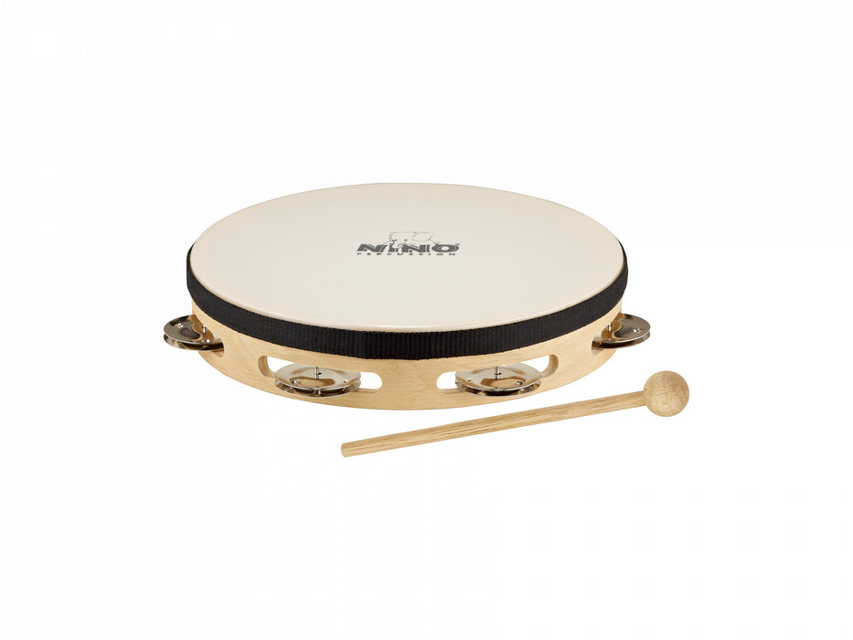 NINO Percussion Headed Wood Tambourine - 8"