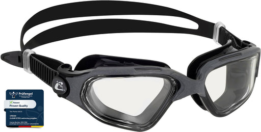 CRESSI Clear Eyes Swim Goggles, Black/Grey, Clear lens