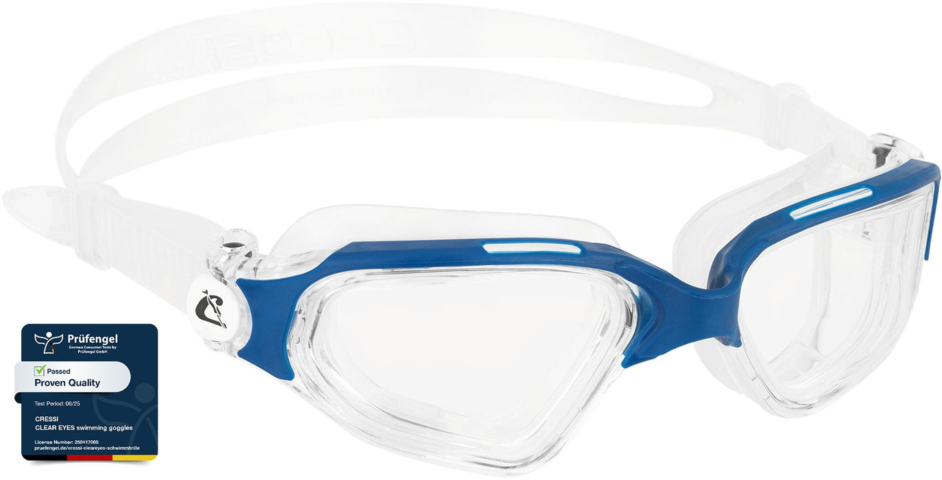 CRESSI Clear Eyes Swim Goggles, Clear/Blue, Clear lens