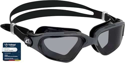 CRESSI Clear Eyes Swim Goggles, Black/Grey, Smoked lens