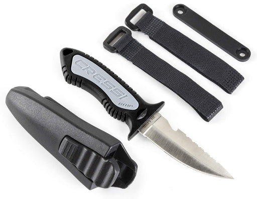 Cressi Grip Diving Knives, Black/Grey, Pointed Tip, 17.4 cm