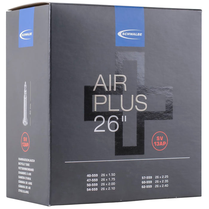 SCHWALBE Unisex's AIR Plus Cycle Tube, Black, 26 Inches