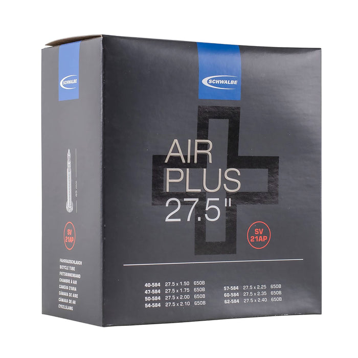 Schwalbe Unisex's AIR Plus Cycle Tube, Black, 27.5 x 1.5-2.4