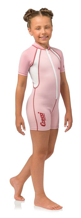 Cressi Kids Swimsuit, 1.5mm Neoprene Suit Boys and Girls, Pink Short Sleeves, X-Large