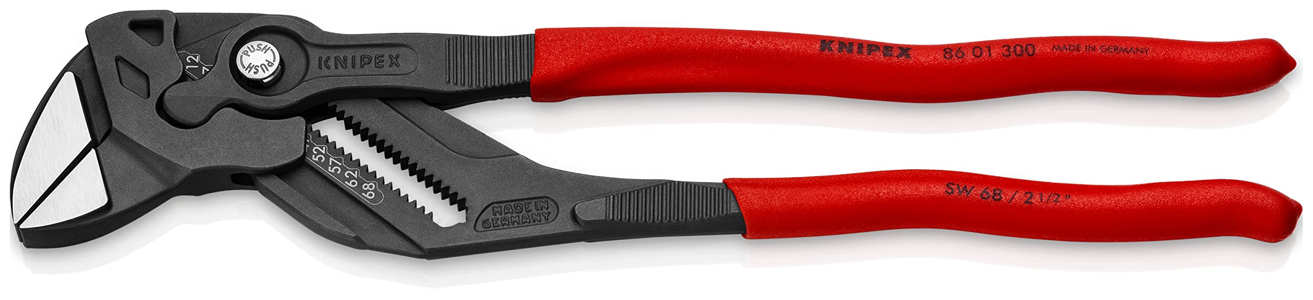 Knipex  86 01 300 Wrench pliers grey atramentized, with non-slip plastic coating 300 mm