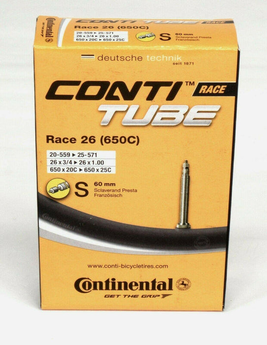 Continental standard bicycle tube - 26 / 650c x 20 - 25mm, 60mm Presta valve