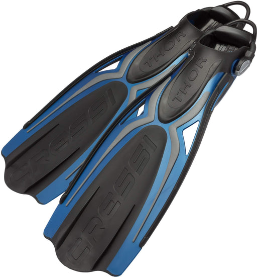 Cressi Thor EBS Adjustable Open Heel Fins, Blue, XL