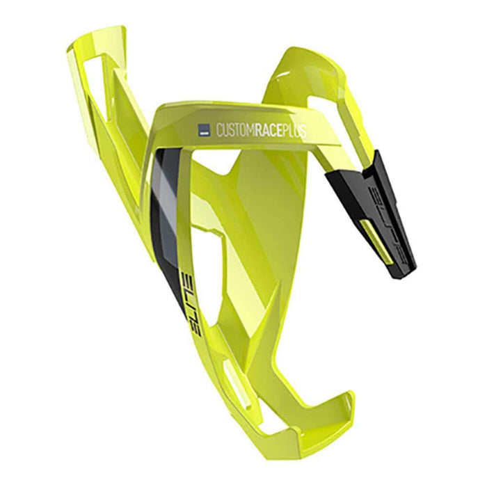 Elite Custom Race Plus Bottle Cage, Fluorescent Yellow with Black Graphic – Secure and Versatile Bottle Retention