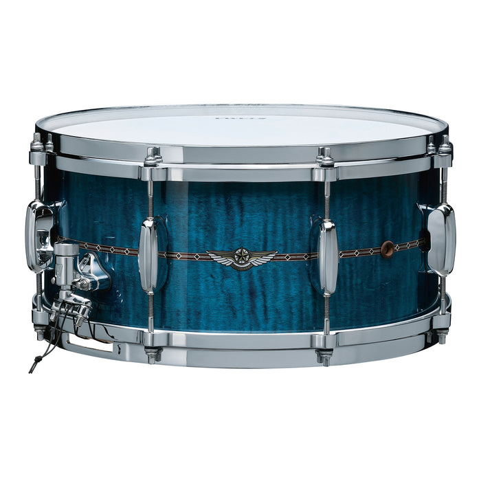 TAMA STAR Maple Snare Drum 14" x 5,5" - Ocean Blue Curly Maple/Chrome HW - Outside Inlay