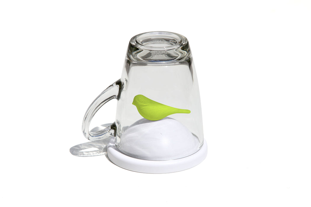 Qualy Sparrow mug with saucer green 10300-WH-GN