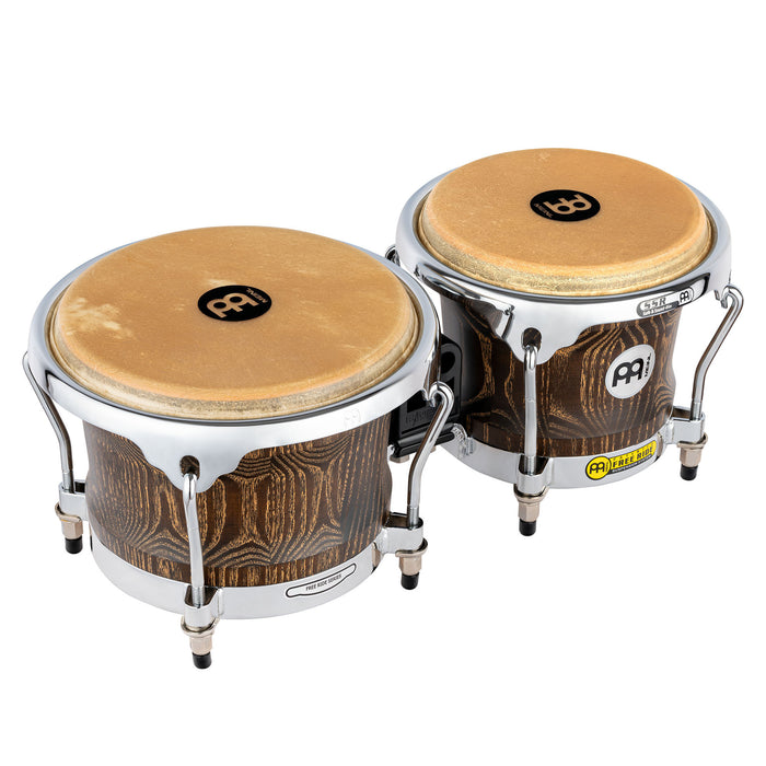 MEINL Percussion Woodcraft Serie Wood Bongo 7" Macho / 8 1/2" Hembra - Vintage Brown/Chrome HW