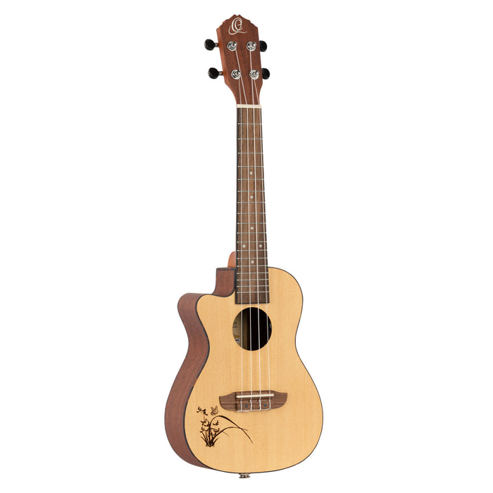 ORTEGA Bonfire Series Preamp Concert Ukulele 4 String Lefty - Spruce/Sapele Natural