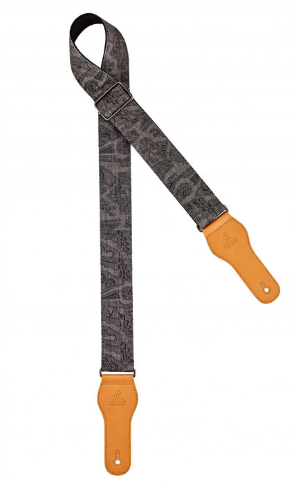 ORTEGA Spring Series Guitar Cotton Strap - Coal Jean