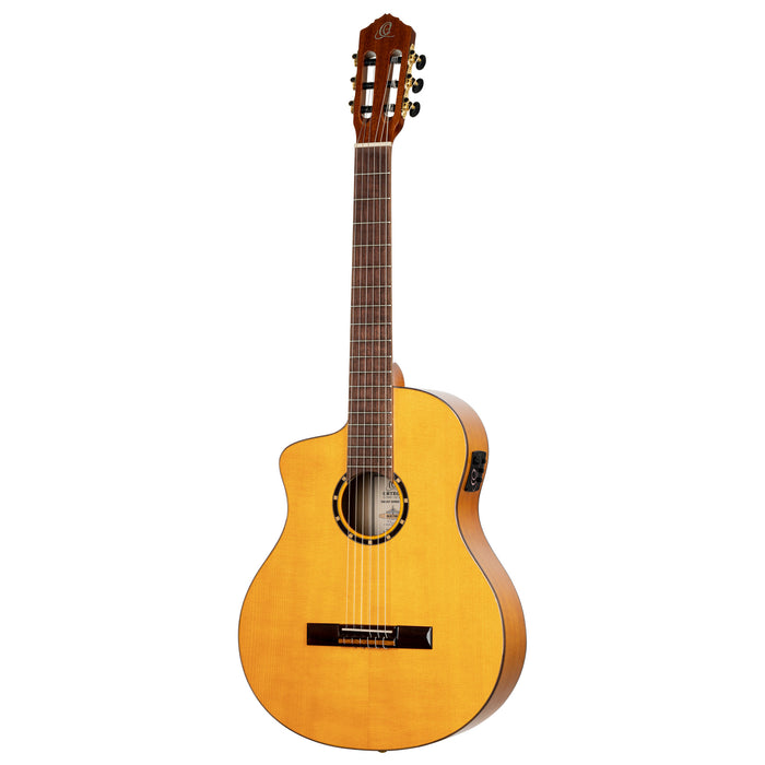 ORTEGA Family Series Pro 4/4 Acoustic Guitar 6 String Lefty - Solid Spruce / Cypress Gloss Stain Yellow + Gig Bag