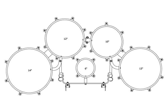 TAMA Fieldstar Rudiment Marching Tenor Drum large quint 6" / 10" / 12" / 13" / 14" - Satin Black/Chrome HW