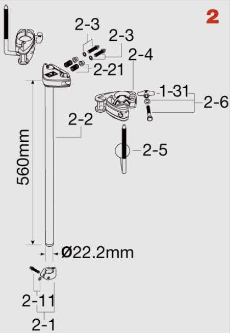 TAMA Center Tube Assembly for HTW109