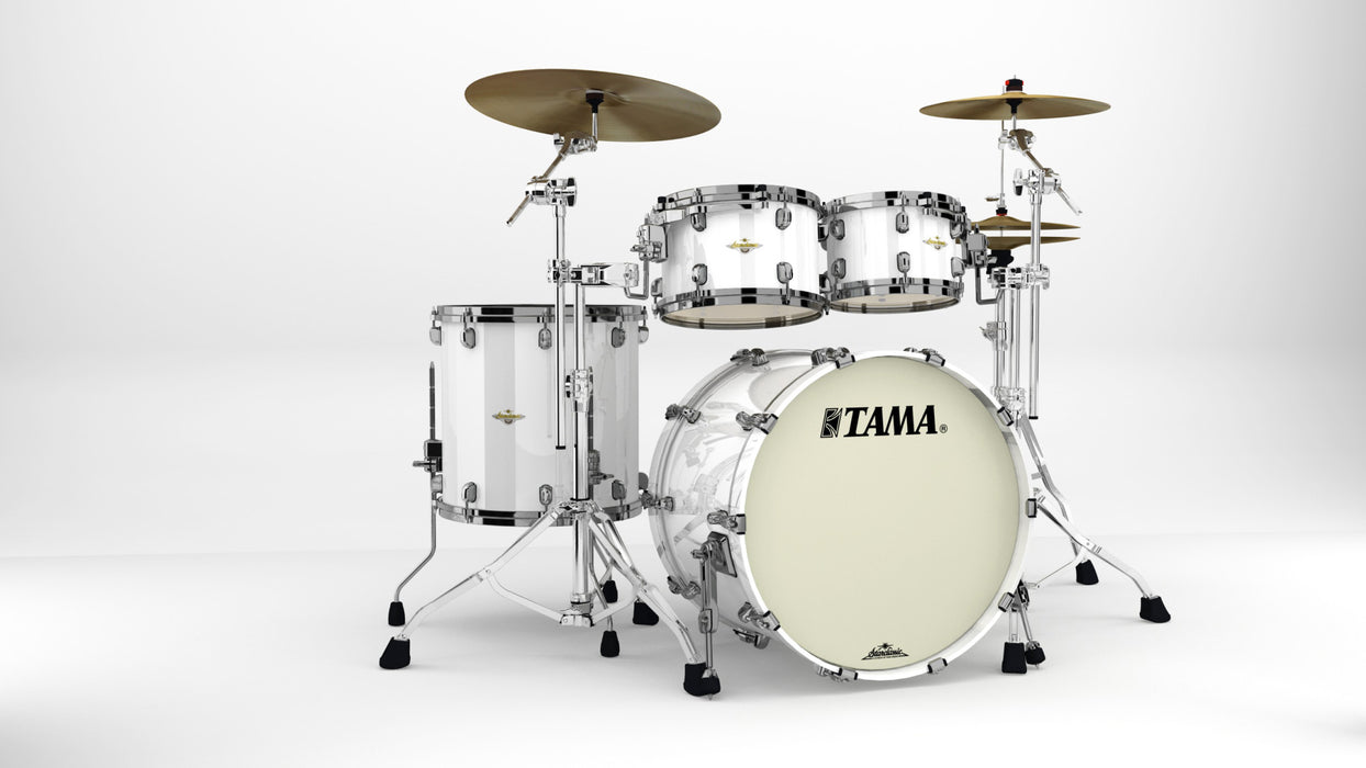 TAMA Starclassic Maple Lacquer Shell Kit 4 pcs - Piano White/Black Nickel HW