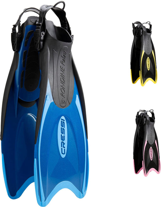 Cressi Palau Adjustable Open Heel Fins, Blue/Azure, XS/S