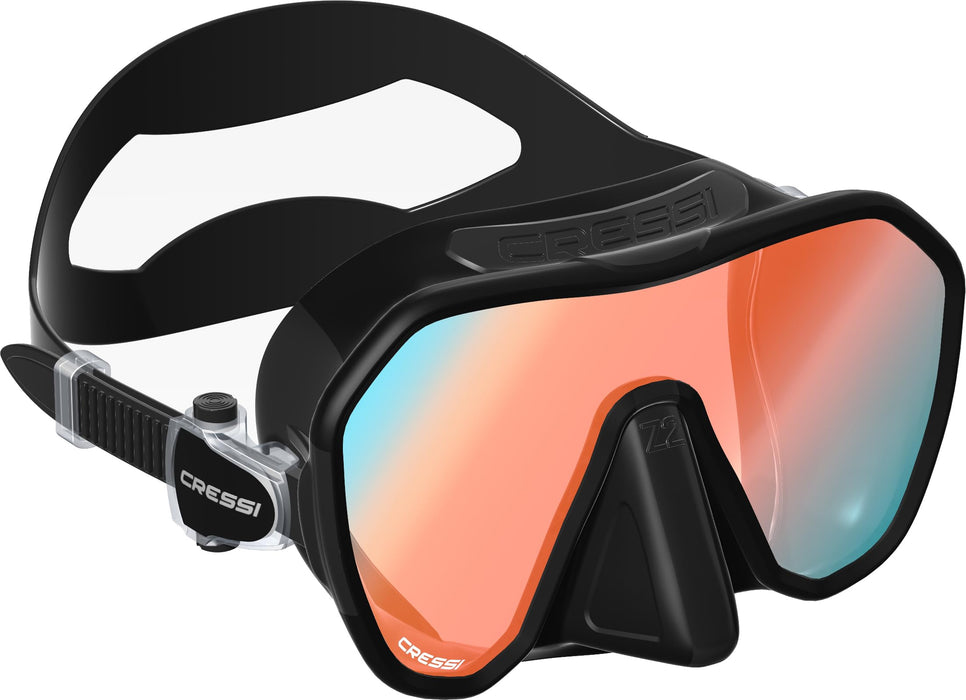 Cressi Z2 Frameless Masks, Black/Blue, Inner Blue with Orange Outer Reflection Lens