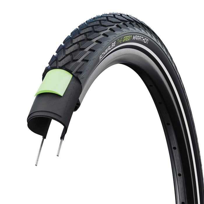 Schwalbe Green Marathon Tire - 700 x 32, Clincher, Wire, Black/Reflective, Performance Line, GreenGuard, TwinSkin, Addix