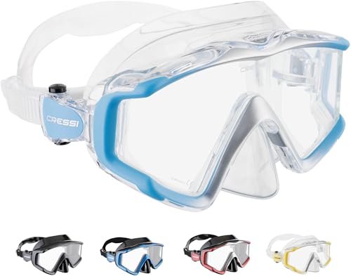 Cressi Liberty Triside Spe Diving Mask, Clear/Blue/Silver