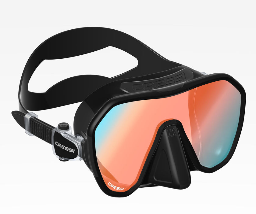 Cressi Z2S Frameless Masks, Black/Blue, Inner Blue Lens with Orange Outer Reflection Lens