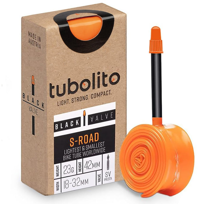 Tubolito S-Tubo Road TPU Inner Tube 700C x 18-32 mm, 42mm Black Presta Valve | Smallest and Lightest Road Bike Inner Tube | High Puncture Resistance | Specifically Designed for Disc Brake Systems