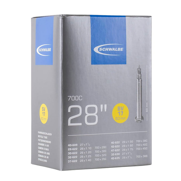 Schwalbe SV17 Presta Extra Long Valve 700C Inner Tube - Black, 28 Inch