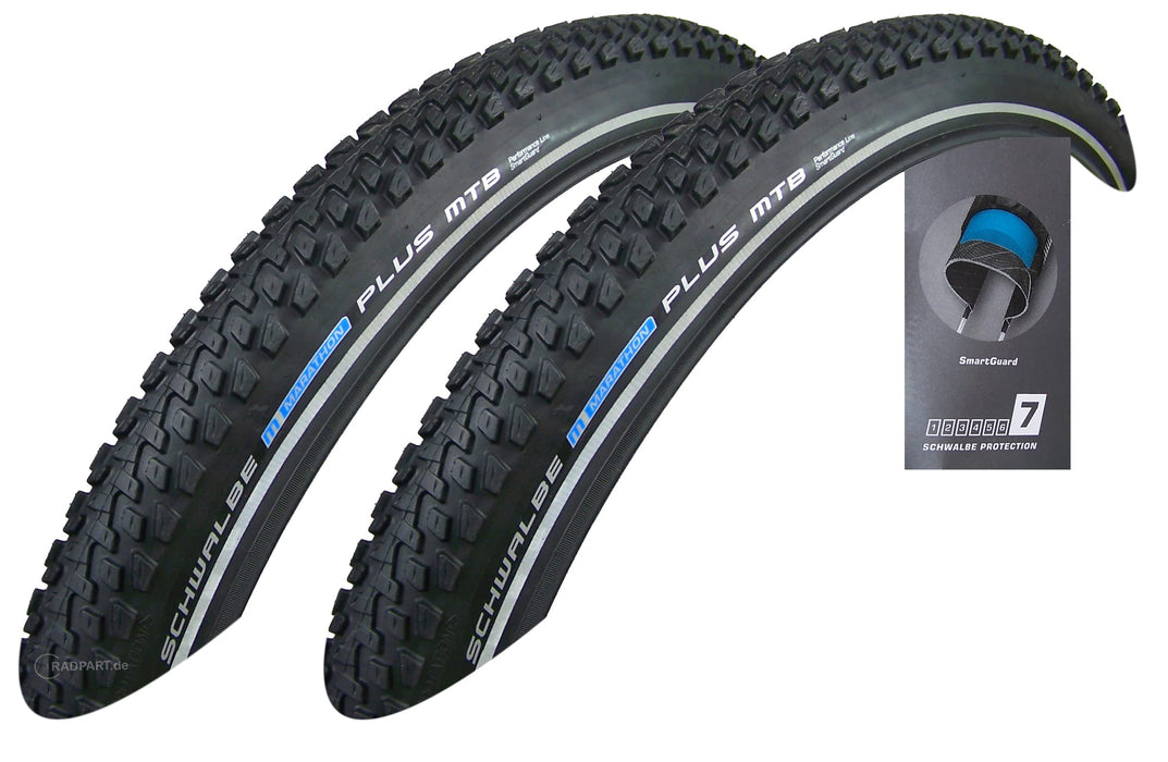 Schwalbe Marathon Plus MTB 54-559 Clincher Tyres SmartGuard 26 x 2.10 Coat Pack of 2