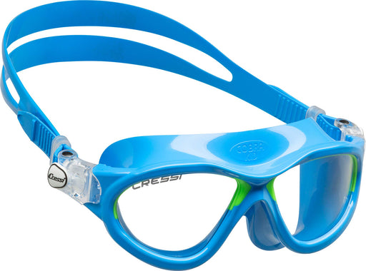 Cressi Mini Cobra, Azure/Lime, Clear Lens, Adjustable, Shatterproof Safety Glasses