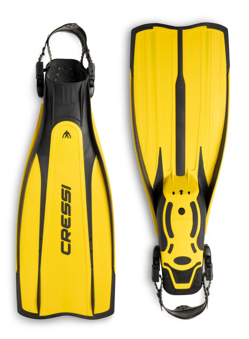Cressi Pro Light Adjustable Open Heel Fins, Black/Yellow, XS