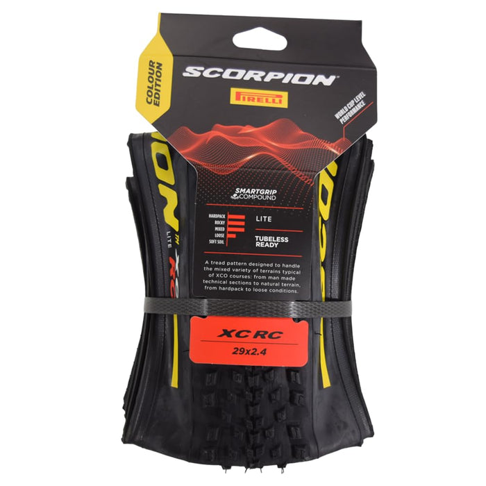 Pirelli Scorpion XC RC Yellow Label (29 x 2.4) Peak Performance for Demanding XC Racing SmartGRIP Compound ProWALL Technology Versatile Tread Design (1 Tire)
