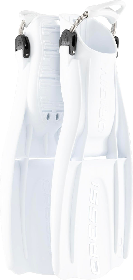 Cressi Origin LD Adjustable Open Heel Fins, White, S/M