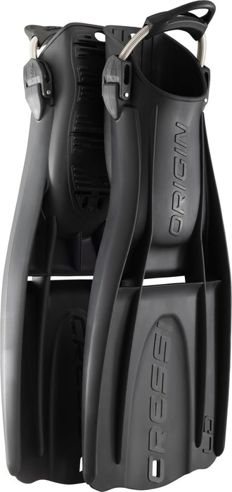 Cressi Origin LD Adjustable Open Heel Fins, Black, L/XL
