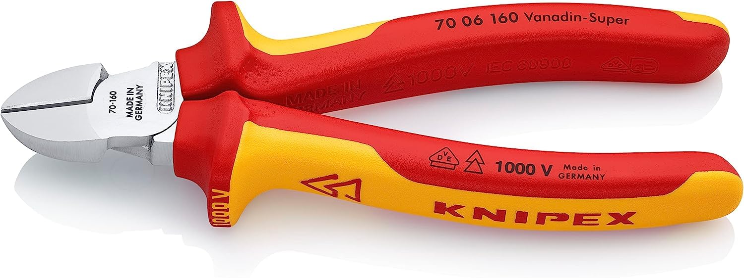 Knipex  70 06 160 Diagonal Cutter chrome-plated, insulated with multi-component grips, VDE-tested 160 mm