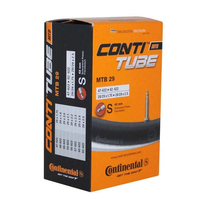 Continental 29" Bicycle Tube, 1.75"/2.5" 42mm Presta Valve, Black