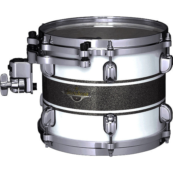 TAMA Starclassic Maple Lacquer Rack Tom 14" x 10" - Silver Snow Racing Stripe/Black Nickel HW