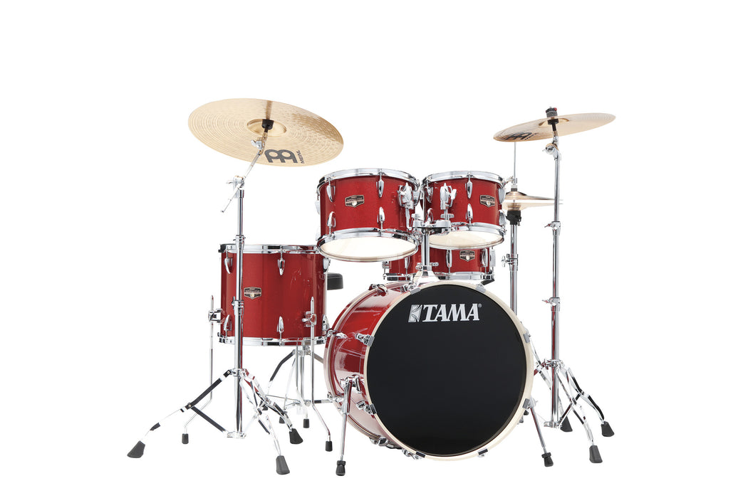 TAMA Imperialstar Drum Set 5 pcs - Burnt Red Mist/Chrome HW + MEINL Cymbals HCS Cymbal Kit/Stage Master Double-Braced Hardware Kit