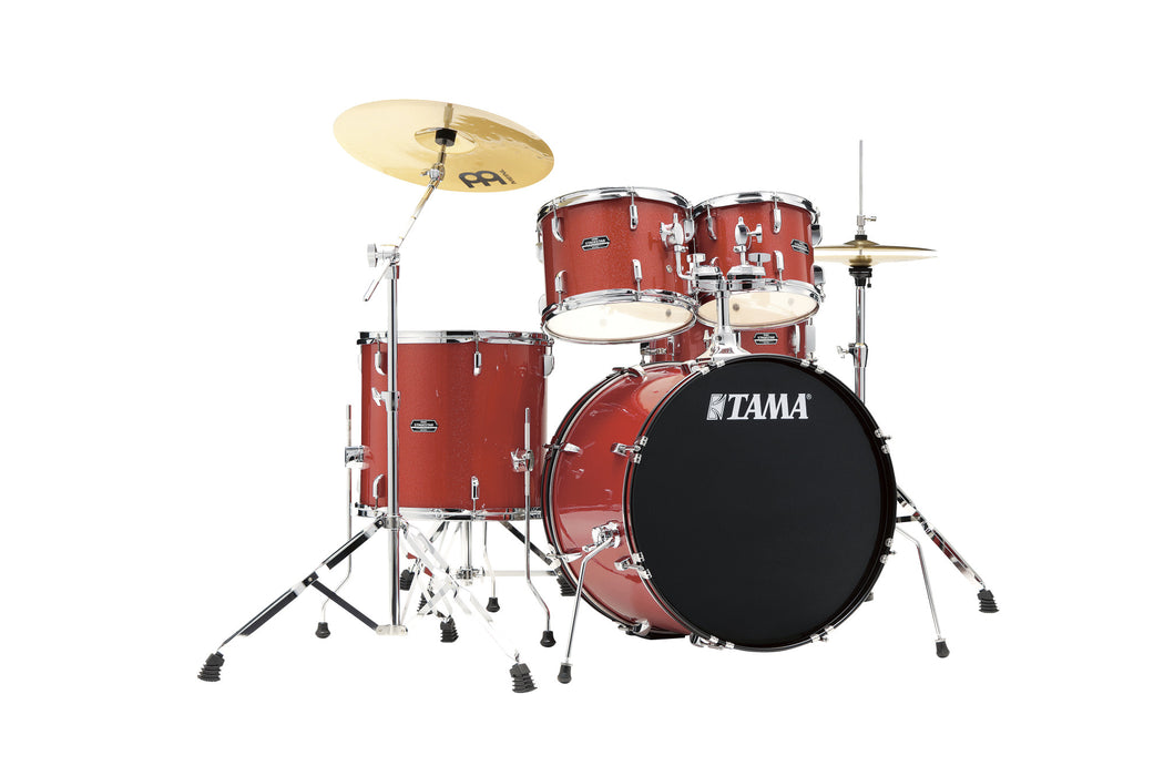 TAMA Stagestar Drum Set 5 pcs (22" BD) - Candy Red Sparkle/Chrome HW + MEINL Cymbals BCS Cymbal Set