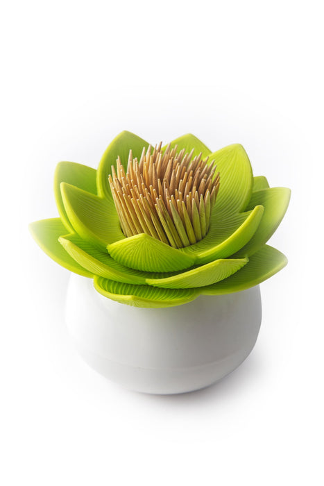 Qualy Lotus green toothpick holder 10156-WH-GN