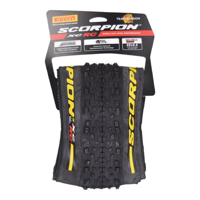 Pirelli Scorpion XC RC Yellow Label (29 x 2.2) Peak Performance for Demanding XC Racing SmartGRIP Compound ProWALL Technology Versatile Tread Design (1 Tire)
