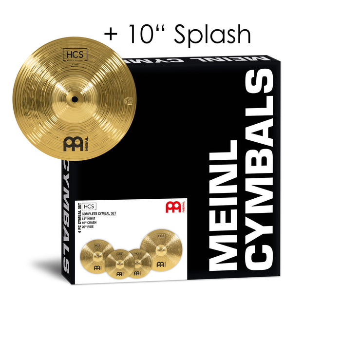 MEINL Cymbals HCS Complete Cymbal Set-Up - 14" Hihat/16" Crash/20" Ride + 10" Splash for FREE