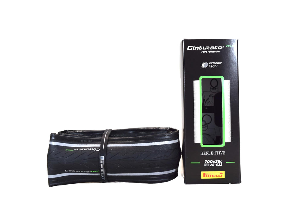 Pirelli Cinturato Velo TLR Reflective 28-622 700 x 28c Road Bike Tire Ultimate Protection for Confidence in Harsh Conditions Versatile Design for Long-Distance Adventures (1 Tire)