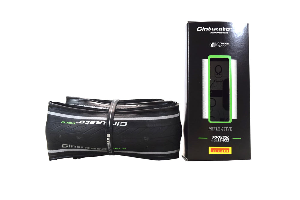 Pirelli Cinturato Velo TLR Reflective 35-622 700 x 35c Road Bike Tire Ultimate Protection for Confidence in Harsh Conditions - Versatile Design for Long-Distance Adventures (1 Tire)