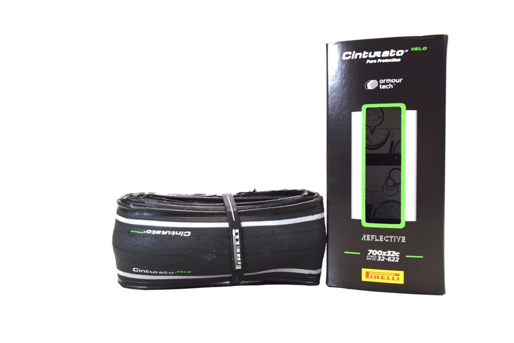 Pirelli Cinturato Velo TLR Reflective 32-622 700 x 32c Road Bike Tire Ultimate Protection for Confidence in Harsh Conditions - Versatile Design for Long-Distance Adventures (1 Tire)
