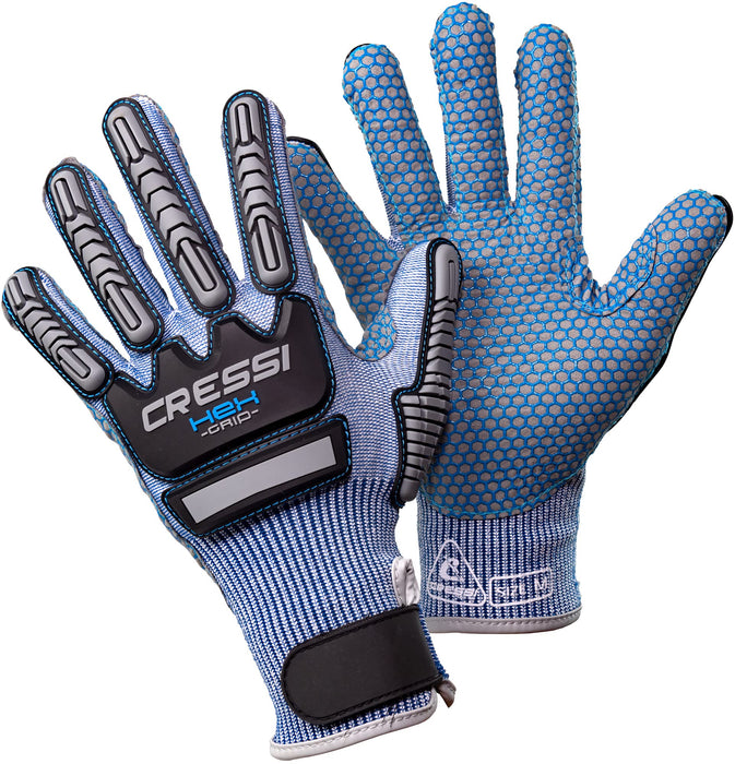 Cressi HEX Grip Gloves, Blue, L