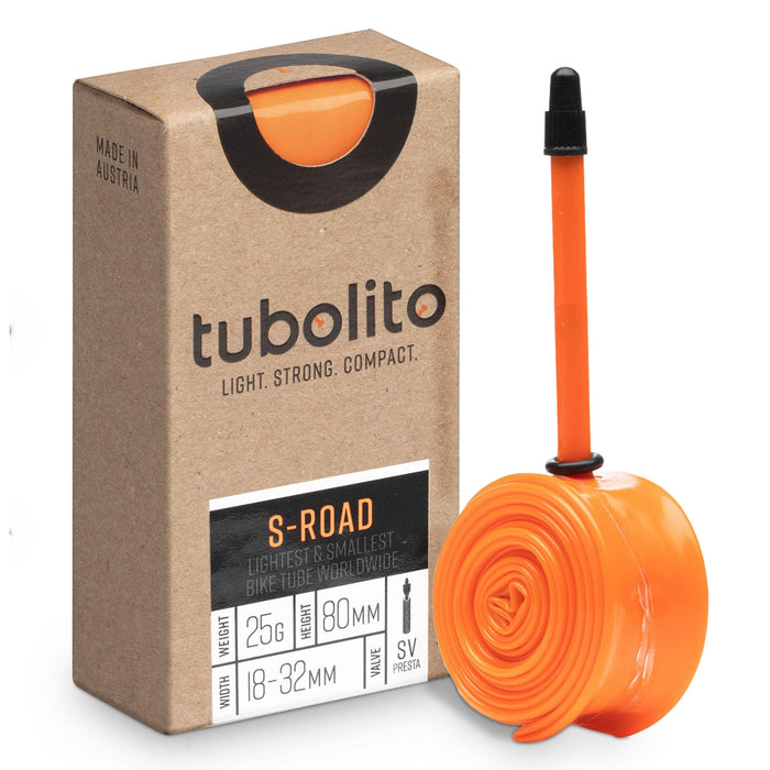 Tubolito S-Tubo Road TPU Inner Tube 700C x 18-28 mm, 42mm/60mm/80mm Presta Valve | Smallest & Lightest Road Bike Inner Tube | Designed for Disc Brake Systems (700 x 18-32mm, 80mm Presta Valve)