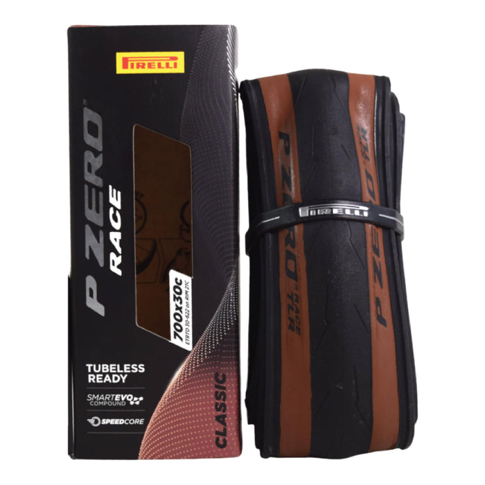 Pirelli P Zero Race TLR Classic 30-622 (700x30c) Road Bike Tire - Tubeless Ready, Lightweight, High-Performance Bicycle Tire for Road Racing & Training – Tan Sidewall, SmartEVO Compound