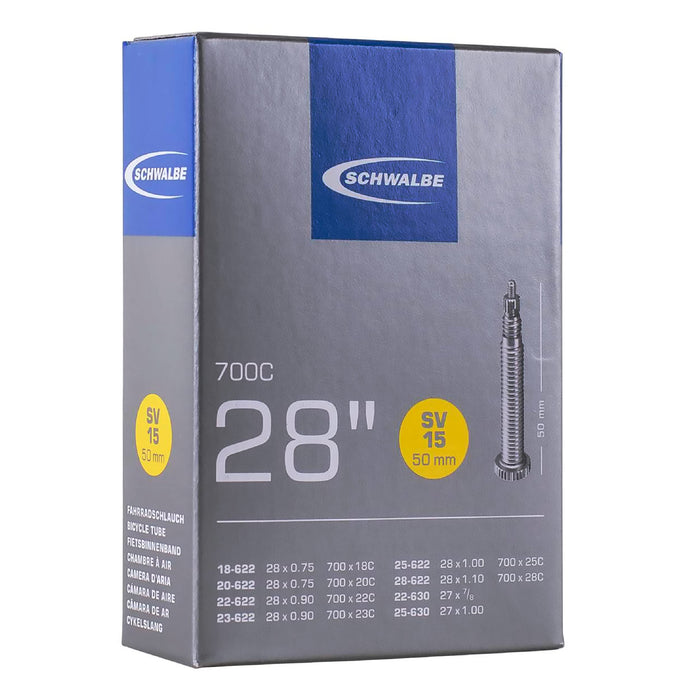 Schwalbe Unisex's SV15 50mm Inner Tube, Black, 28 inches